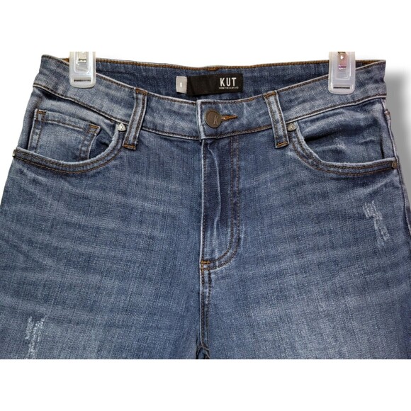Kut from the Kloth REESE High Rise Ankle Straight Denim Jeans Raw Hem Size 0 29W - Picture 2 of 7